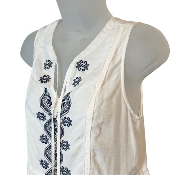 KNOX ROSE white boho embroidered peplum sleeveless summer blouse size xs - Picture 3 of 6